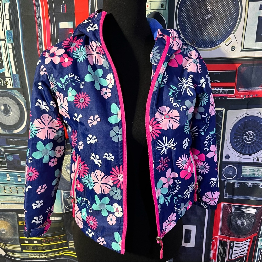 Top & Sky Kids Floral Rain Coat Jacket Size Girls Large